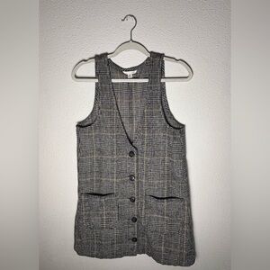 Plaid Sleeveless Button-Up Vest Dress
